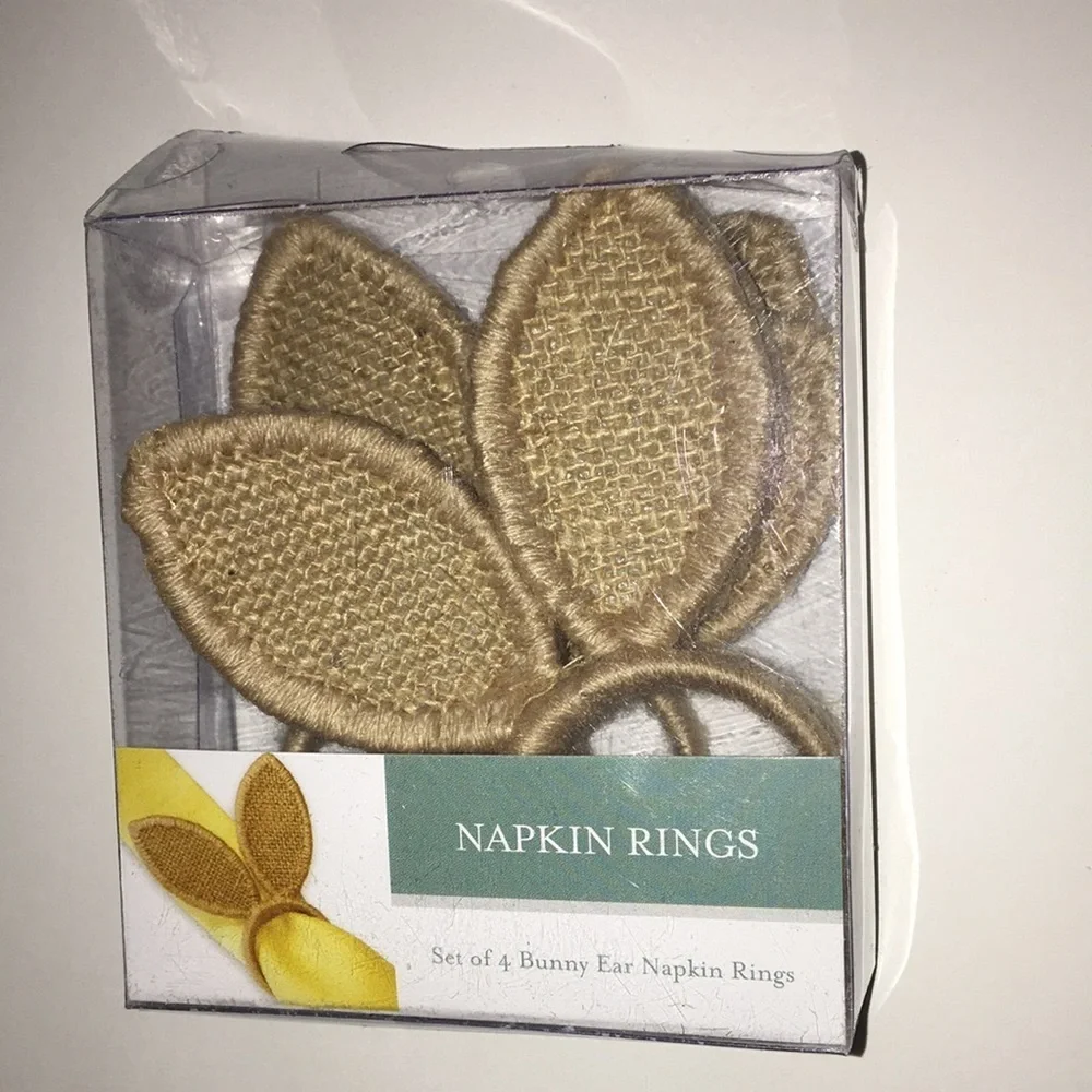 NIOB Bardwil Linens Natural Bunny Ear Napkin Rings